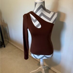 Reformation Chocolate Brown One-Shoulder Top